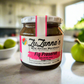 Jar of sugar-free green fig jam with fresh figs, healthy fig spread with no added sugar, delicious green fig jam on toast