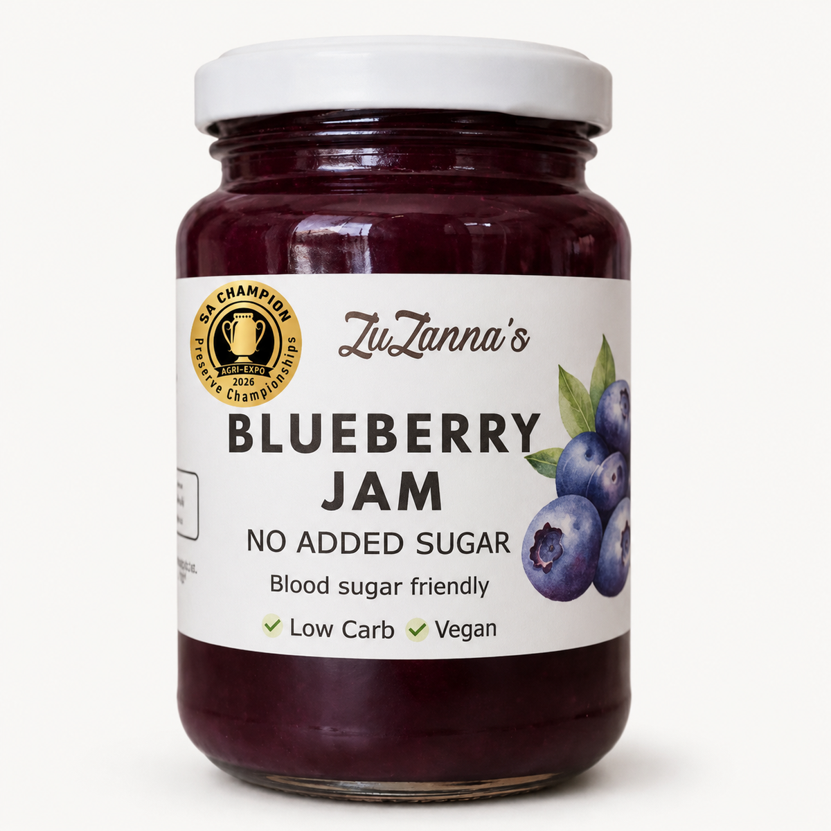 ZuZanna’s SA Champion Blueberry Jam – No Added Sugar